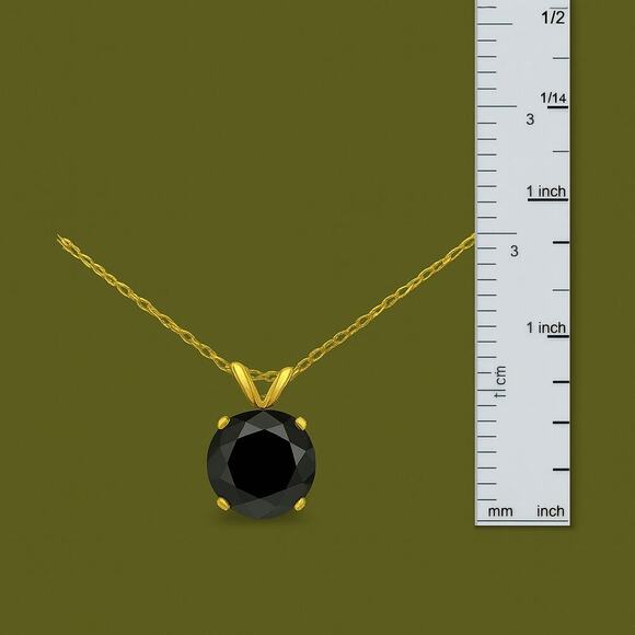 4 Ct Black Diamond Pendant + Stud Set | 14K Gold | Unisex Minimalist Jewelry | - Picture 6 of 8